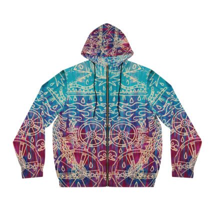 Shamanism-Inspired Otherworld Full-Zip Hoodie for Women