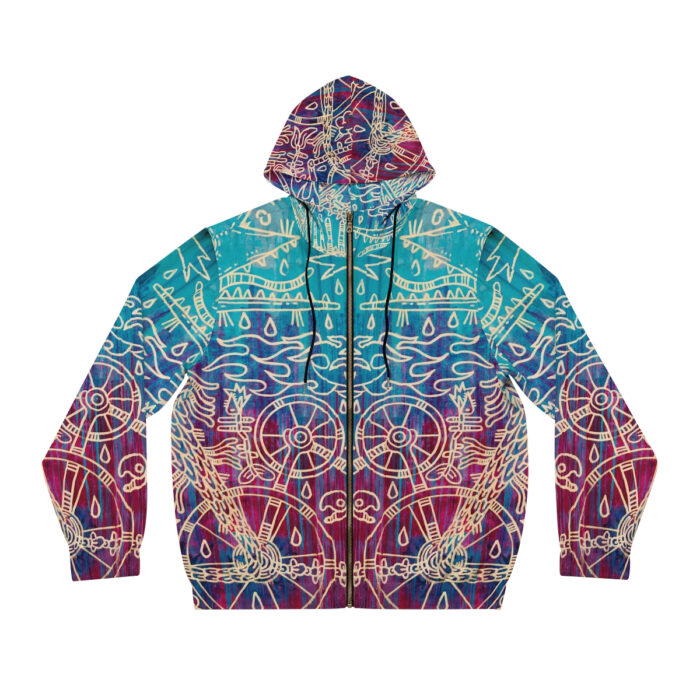 Shamanism-Inspired Otherworld Full-Zip Hoodie for Women