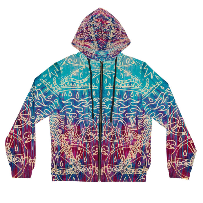 Shamanism-Inspired Otherworld Full-Zip Hoodie for Men