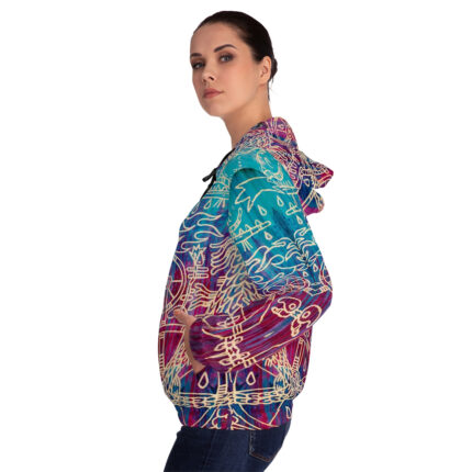 Shamanism-Inspired Otherworld Full-Zip Hoodie for Men
