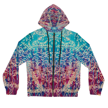 Shamanism-Inspired Otherworld Full-Zip Hoodie for Men